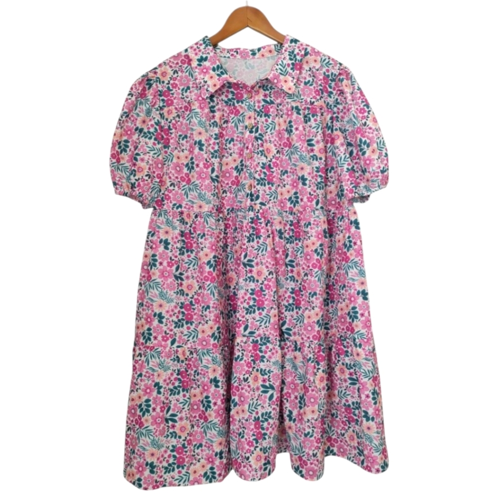 Big Juicy Fashion Boutique Floral Short Sleeve Tiered Dress